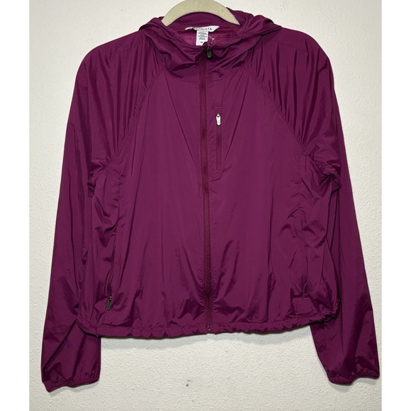 Athleta Back Route Jacket Wildberry Purple Lightweight Hoodie Sporty Outdoors M - Picture 4 of 8